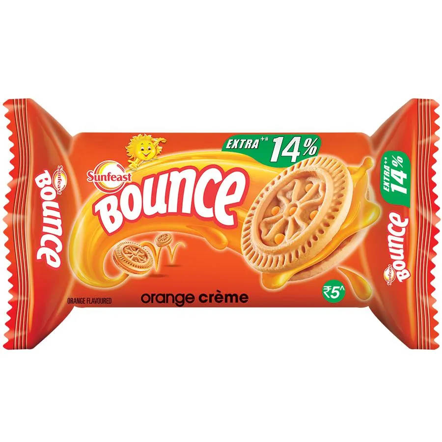Sunfeast Bounce Orange Cream Biscuits Rs. 5 | Pack of 12